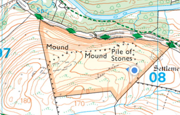 A map showing access land above a footpath in a disused rail cutting.