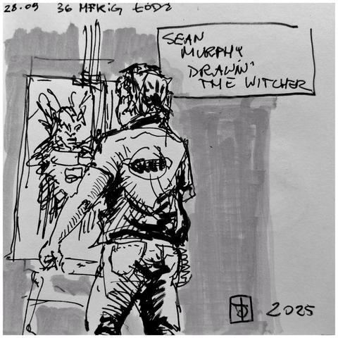 Drawing of Sean Murphy drawing The Witcher. Made by me during 36th MFKiG in Łódż, Poland