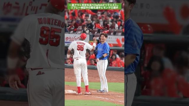 リプレー映像でアウト確信のモンテロ選手に満面の笑みで応じる蝦名選手#baystars #横浜denaベイスターズ #蝦名達夫 #モンテロ #広島東洋カープ #プロ野球