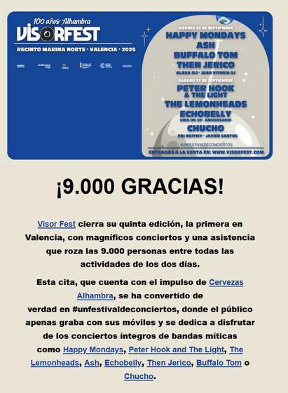 Visor #Fest cierra su quinta edición, la primera en Valencia, con magníficos #conciertos y una asistencia que roza las 9.000 personas https://collectorseriesdiy.blogspot.com/2025/09/visor-fest-cierra-su-quinta-edicion-la.html #NewWave #PostPunk #Eighties #80s #Pop-Rock #Punk #PunkRockHistory #Reviews #Reports #Music #Press #Gigs #Lives #Rock