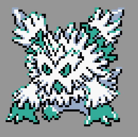 pixel art of mega abomasnow in pokemon gold/silver style