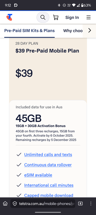 Telstra $39 plan