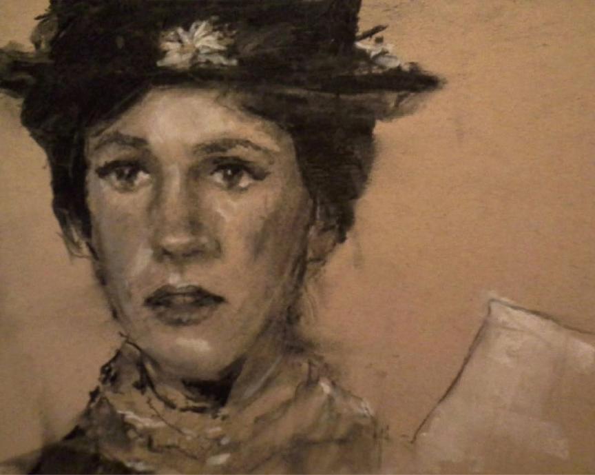 The charcoal and chalk drawing  mentioned