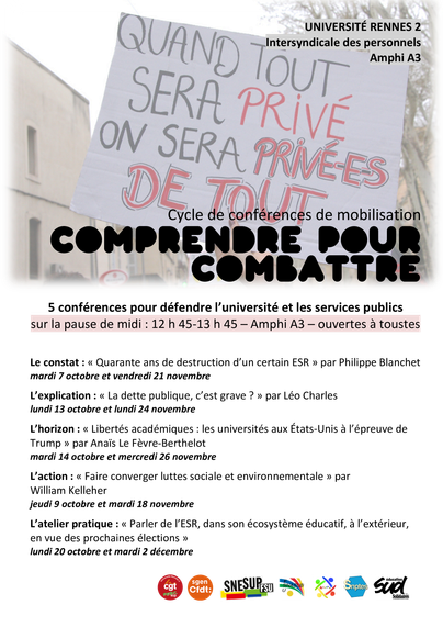 Cycle de conférences COMPRENDRE POUR COMBATTRE