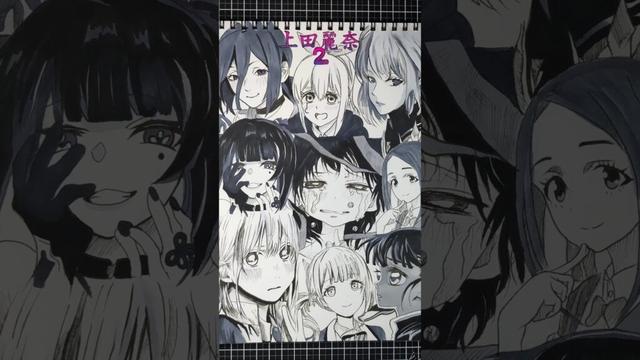 CV：上田麗奈さんの演じたキャラ10選を一発描きで特殊に描いてみた！！💣💥2#drawing #drawingchallenge #一発描き #声優 #上田麗奈