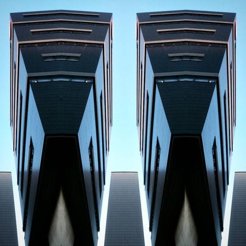 A symmetrical view of a building