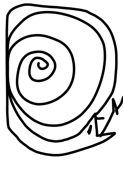 A snail shell that's actually a coiled snake simple doodle