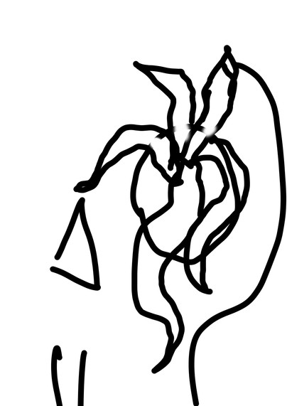 A partial skull zoomed in with works coming out of the eye socket simple doodle.