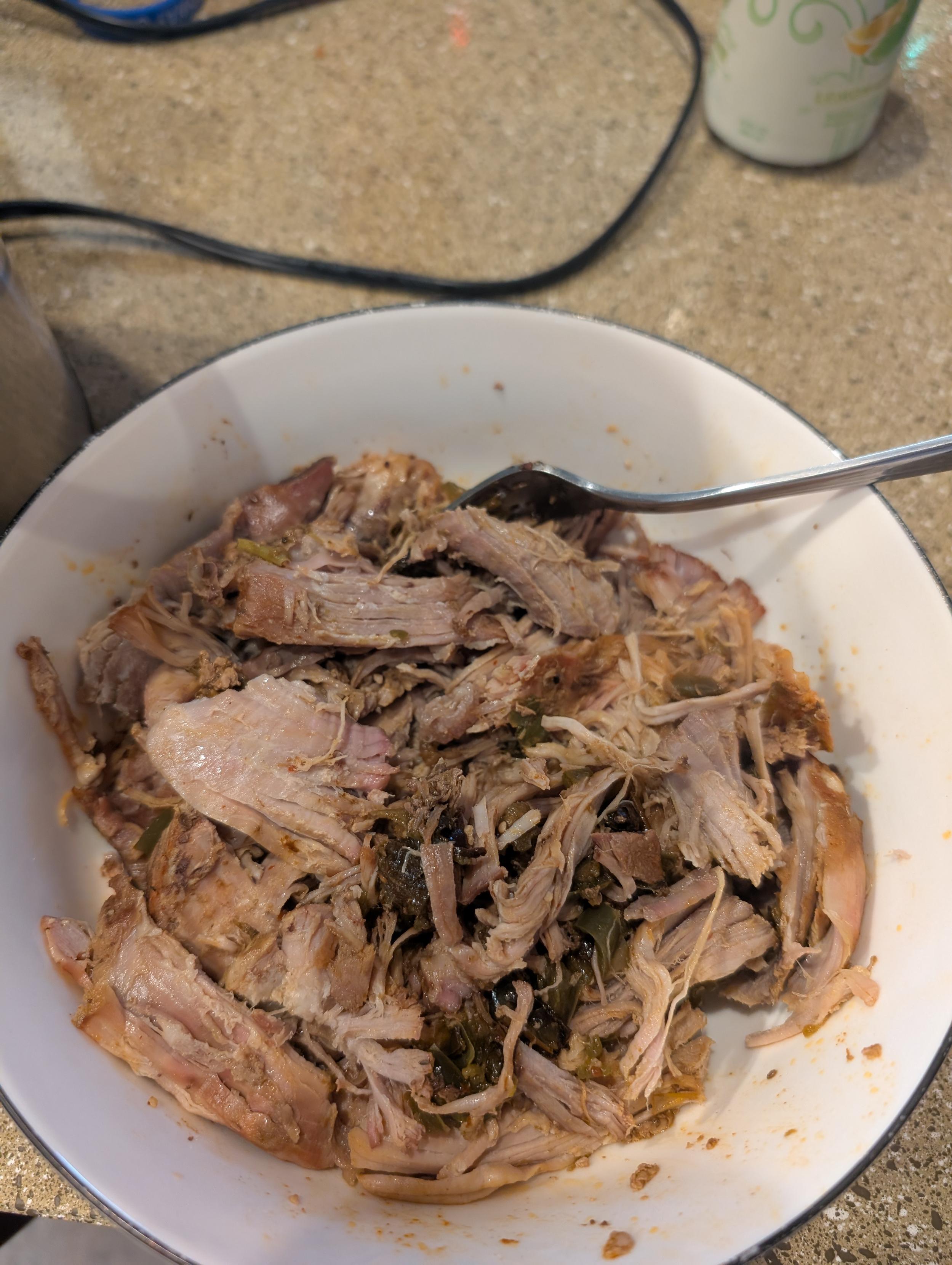 Bowl of shredded pork