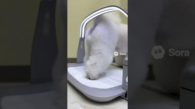 ペットシーツ自動処理機 #sora2 #生成AI #ビションフリーゼ #bichonfrise #モフモフ