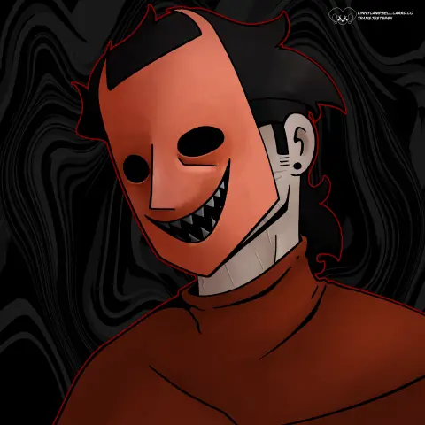 Kain wearing Lock's mask from The Nightmare before The Christmas.