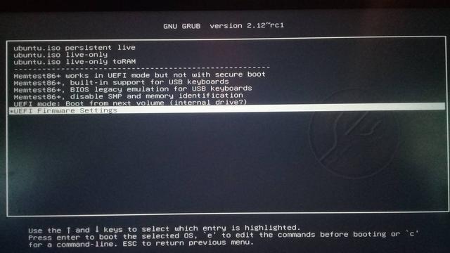 Photo of the initial desktop screen when starting the computer from a live USB persistent installation created with the linux program mkusb, i nthis case of ubuntuStudio 2022.04lts. Several option are available to initialize the system.