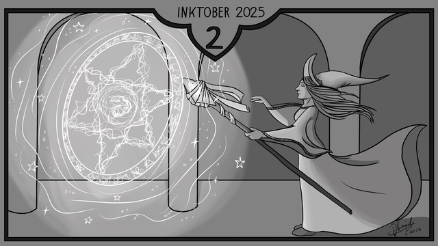 Unsere Magierin webt einen Zauber. Dafür braucht sie volle Konzentration.