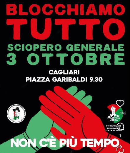 Sciopero generale 3 ottobre. Cagliari, Piazza garibaldi 9:30 del mattino.