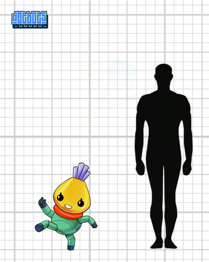 Buddly compared to a human of average height. It reaches to the waist at most
