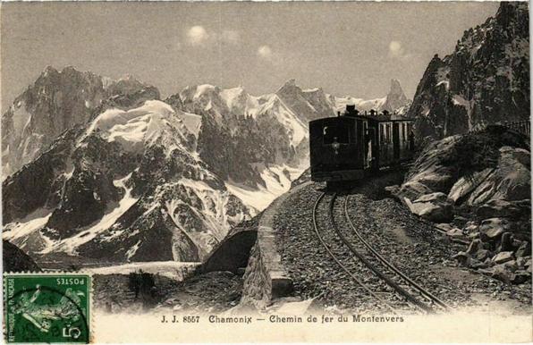 Chamonix - Chemin de fer du Montenvers à #Vers (#HauteSavoie)  #CartePostaleAncienne 👉 https://cartorum.fr/carte-postale/171270/vers-chamonix-chemin-de-fer-du-montenvers