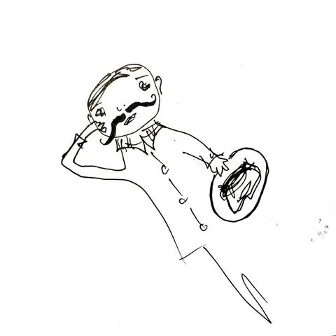 Simple quicksketch of a figure with moustache