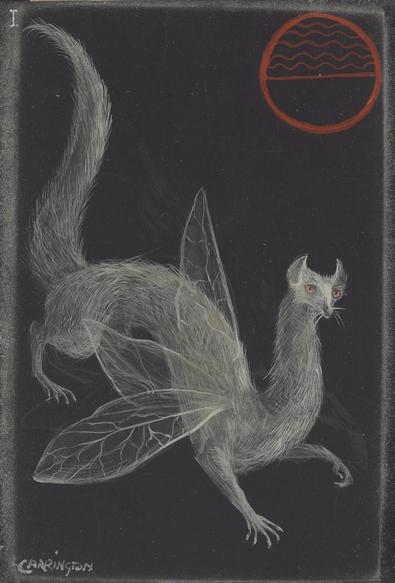A hybrid creature, similar to an ermine but with three transparent insectoid wings.