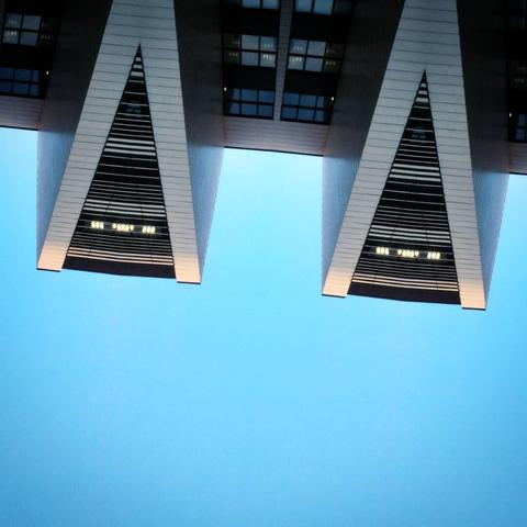 A symmetrical view of a building