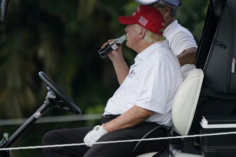 I couldn't resist -- the unPresident in golf cart, drinking diet Coke, exhibiting about a 72-inch waistline