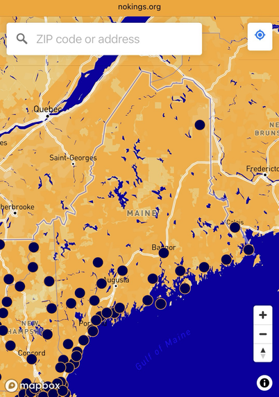 Map showing locations of the “No Kings 2.0” protests to be held in Maine on Saturday, October 18th, 2025.