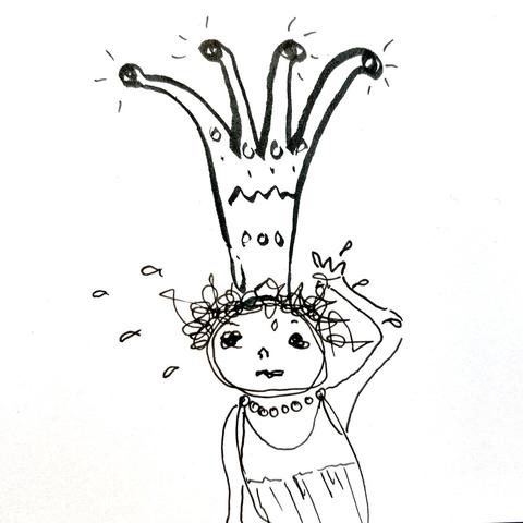 Quicksketch of a princess with a crown that is much too large