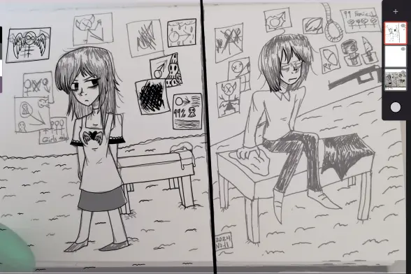 An upcoming social commentary drawing themed around gender isolation of the binary genders. Being drawn in Infinite Painter.