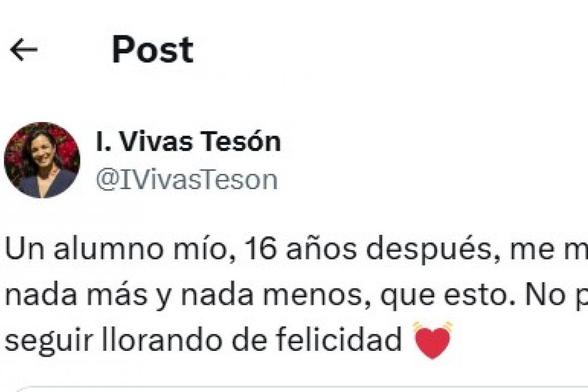 El mensaje de @IVivasTeson con el correo de su alumno. (X / @IVivasTeson)