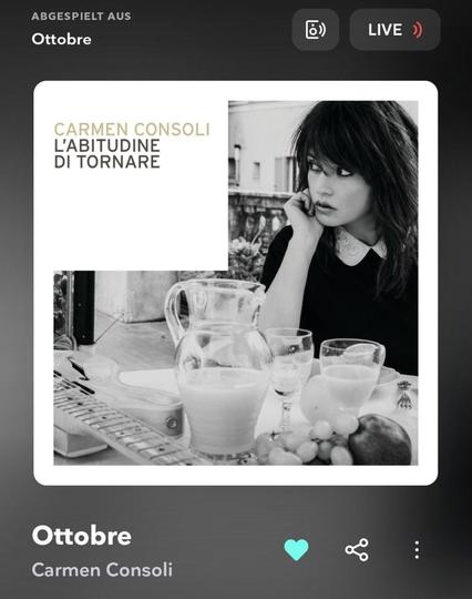 Screenshot from Tidal playing the song "Ottobre" by Carmen Consoli