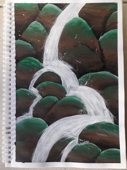 Paysage de cascade à l'acrylique