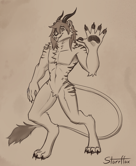 Weretiger sketch of a sabertooth tigerwolf