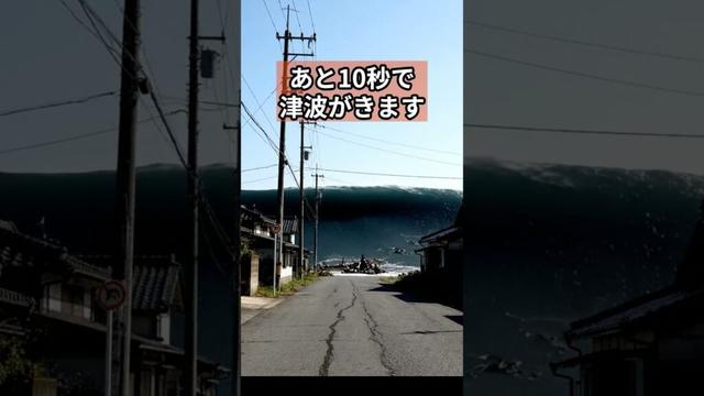 あと１０秒で津波がきます。どっちに逃げる？ #雑学  #津波  #地震
