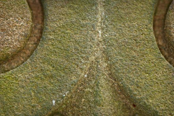 A gravestone carving that resembles a river delta