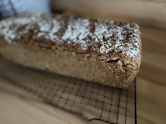 Ein Brot auf einem Abkühlgitter
