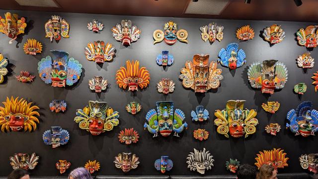 A selection of colourful masks on the wall of an Indonesian restaurant I visited last night.