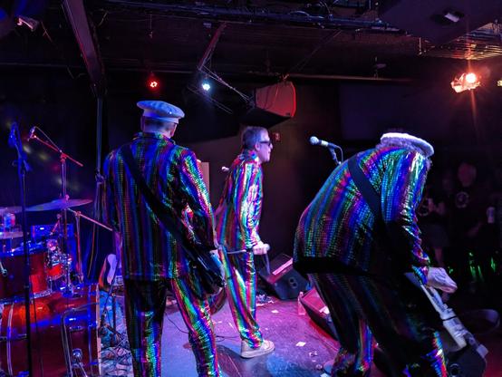 A photo of the Sea Monkeys at Monty Hall, shot from the side of the stage.