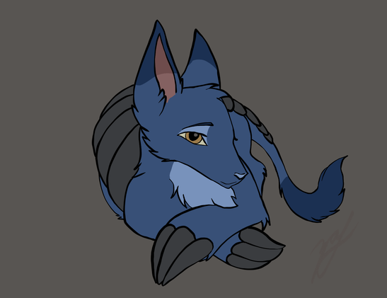 A blue Bori from Neopets lounging. It’s sort of like a cutesie armadillo with a lion tail.