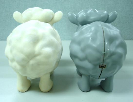 Photo of a Seamour Sheep comic character USB lamp prototype.