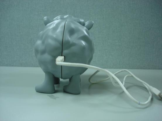 Photo of a Seamour Sheep comic character USB lamp prototype.