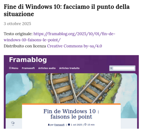 Intestazione dell'articolo originale in francese su Framablog