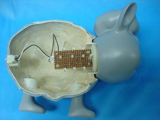 Photo of a Seamour Sheep comic character USB lamp prototype.