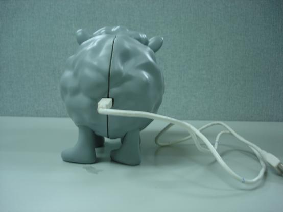 Photo of a Seamour Sheep comic character USB lamp prototype.