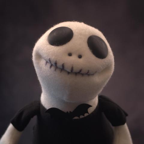 A skeleton hand puppet