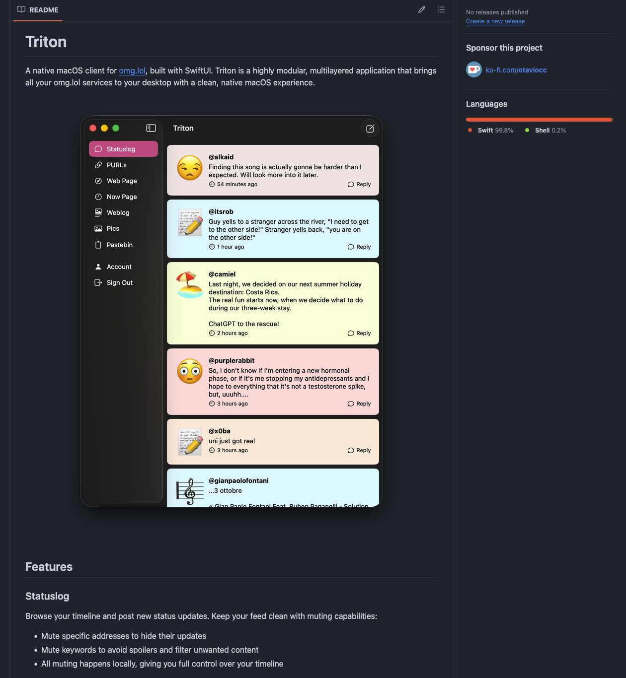 Screenshot of a.GitHub repository, showing the README file.