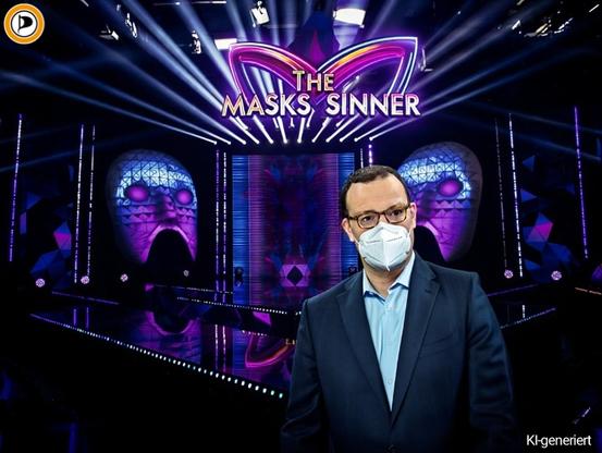 !B Jens Spahn mit FFP2 Maske in der Sendung "The Masks Sinner"