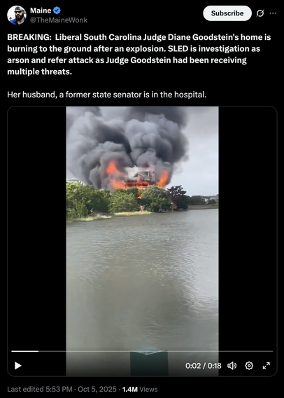house in the distance engulfed in massive amount of flames
