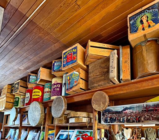 Lots of interesting stuff on the top shelves of the Matthew Watson General Store, Carcross, Yukon, Canada - Summer 2025.