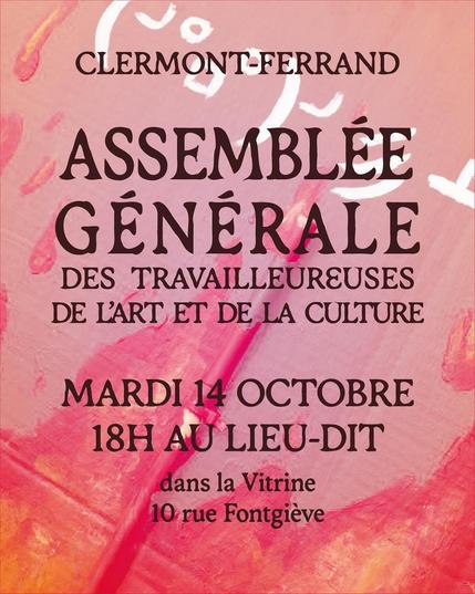 Affiche avec les principales informations du post. Texte noir sur fond texturé rouge et rose.