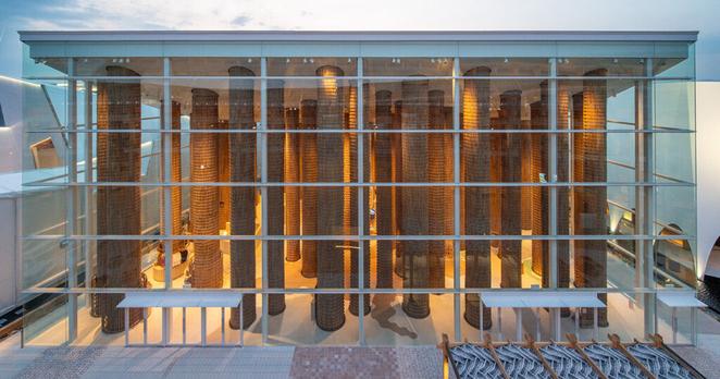 UAE pavilion at expo 2025 osaka soars 16 meters high with 90 palm-made columns