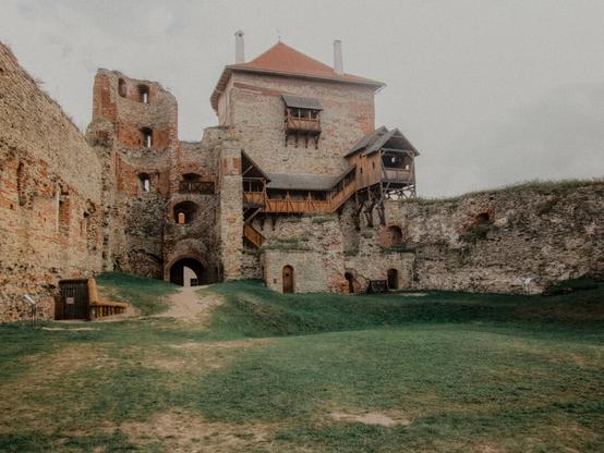 A view of old partially restored part of Bauska castle (Latvia).